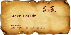 Stier Balló névjegykártya